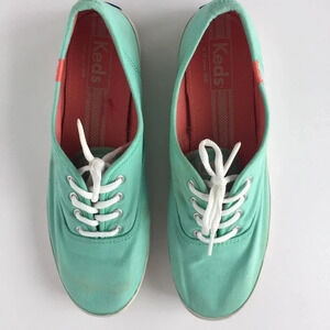 Keds blue mint green retro comfort canvas slip on tennis shoes sz  8.5